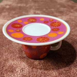 Vibrant Pink and Orange Decorative Cup and Saucer